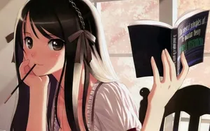 Anime Girl Studying A Book Wallpaper