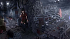 Anime Girl Urban Gunfight Wallpaper