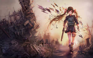 Anime Girl Walking Warzone Wallpaper