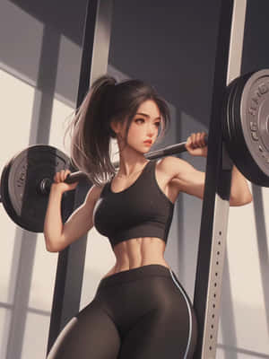 Anime Girl Weightlifting Workout Wallpaper