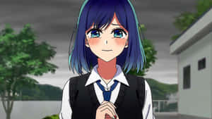 Anime Girl With Blue Hair And Teary Eyes Wallpaper