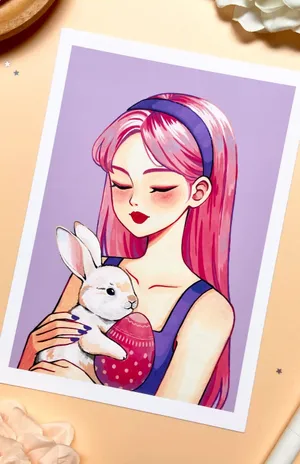 Anime Girl With Easter Bunny Wallpaper