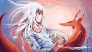 Anime Girl With Fox Spirit Wallpaper
