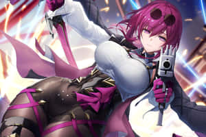 Anime Girl With Gun Battle Scene Wallpaper