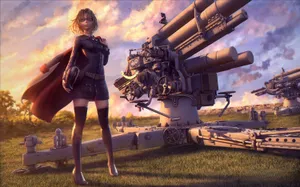 Anime Girl With Heavy Artillery Wallpaper