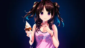 Anime Girl With Ice Cream Wallpaper