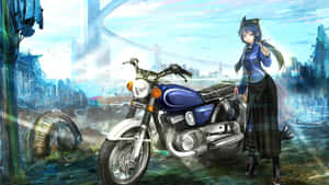 Anime Girl With Motorcycle Wallpaper
