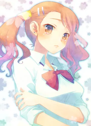 Anime Girl With Ponytailand School Uniform Wallpaper