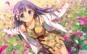 Anime Girlin Blooming Meadow Wallpaper