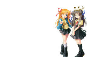 Anime Girls Friends School Uniforms Wallpaper