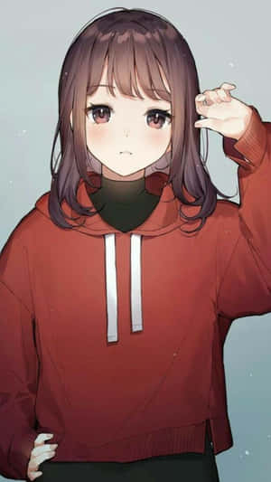 Anime Girls Pfp Red Sweatshirt Wallpaper