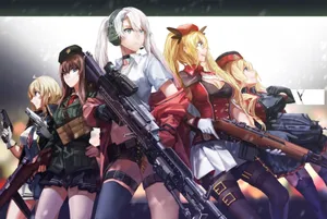 Anime Girls Tactical Gun Battle Wallpaper