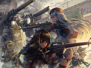 Anime Girls Tactical Gunfight Wallpaper
