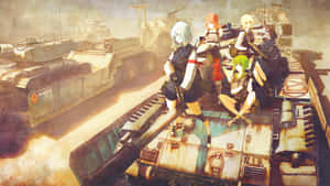 Anime Girls Tank Battle Wallpaper