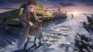 Anime Girls Tank Battle Wallpaper