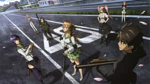 Anime_ Group_ Armed_ On_ Road Wallpaper