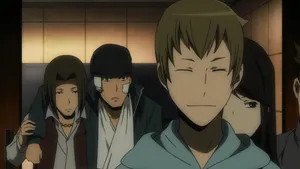 Anime Group Smirk Dark Backdrop Wallpaper