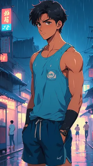 Anime Gym Night Workout Wallpaper