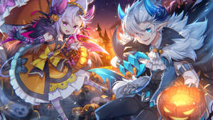 Anime Halloween Boy Elf Witch Girl Wallpaper