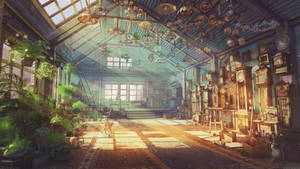 Anime Landscape Vintage House Wallpaper