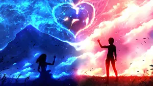 Anime Love Heart Connection Wallpaper