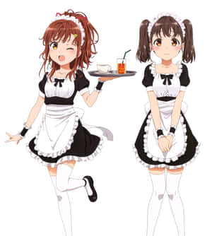 Anime Maid Cafe Server Girls Wallpaper