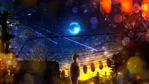 Anime Moon Festival Night Wallpaper