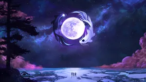 Anime Moon Night Sky Wallpaper
