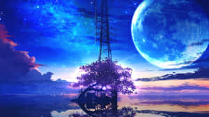 Anime Moon Nightscape Wallpaper