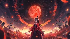 Anime Moon Red Eclipse Wallpaper