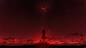 Anime Moon Red Night Wallpaper