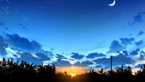 Anime Moonlit Evening Wallpaper