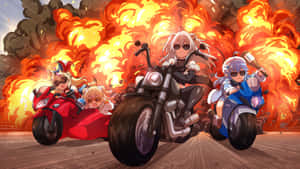 Anime Motorcycle Chase Scene Wallpaper