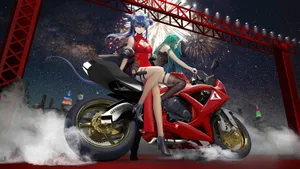 Anime Motorcycle Night Ride Wallpaper