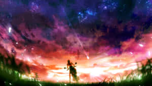 Anime Motorcycle Sunset Ride Wallpaper