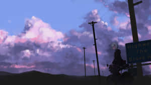 Anime Motorcycle Sunset Ride Wallpaper