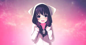 Anime Neko Girl Pink Backdrop Wallpaper