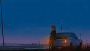 Anime Night Car Scene Wallpaper