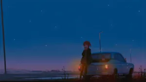 Anime Night Car Scene Wallpaper