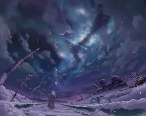 Anime Night Shooting Star Wallpaper