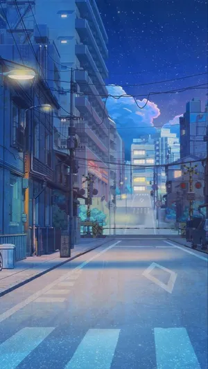 Anime Nighttime Cityscape Wallpaper