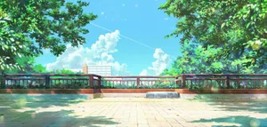 Anime Park Scenery 1500 X 719 Wallpaper