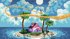 Anime Pixel Art Island Wallpaper