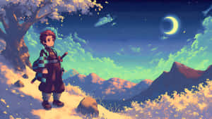 Anime Pixel Art Landscape Wallpaper