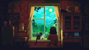 Anime Pixel Art Moonlight Scene Wallpaper