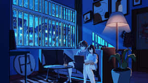 Anime Pixel Art Night Scene Wallpaper