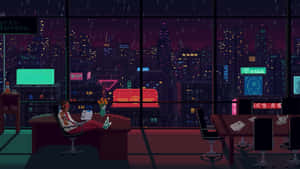 Anime Pixel Art Nightroom Wallpaper