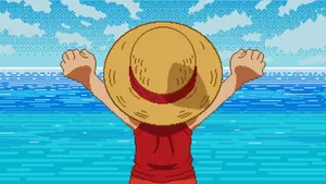 Anime Pixel Art Ocean View Wallpaper