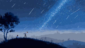 Anime Pixel Art Starry Night Wallpaper