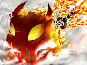 Anime Red Monster On Fire Wallpaper